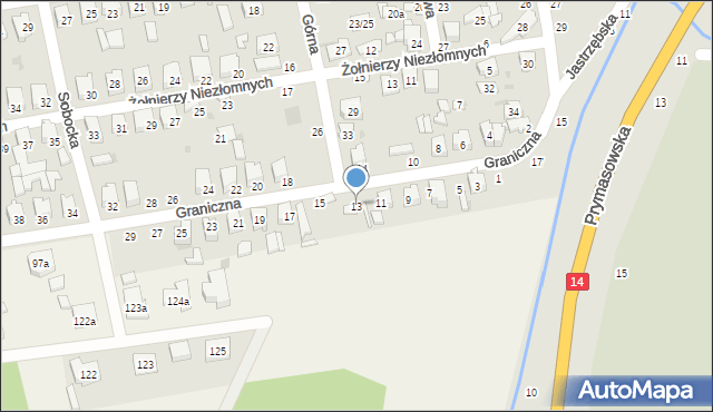 Łowicz, Graniczna, 13, mapa Łowicza