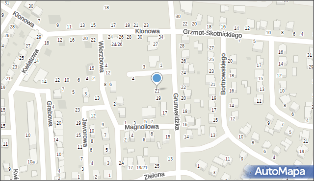 Łowicz, Grunwaldzka, 21, mapa Łowicza