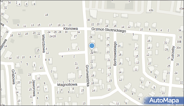 Łowicz, Grunwaldzka, 24, mapa Łowicza