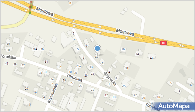 Lubicz Dolny, Grębocka, 6a, mapa Lubicz Dolny