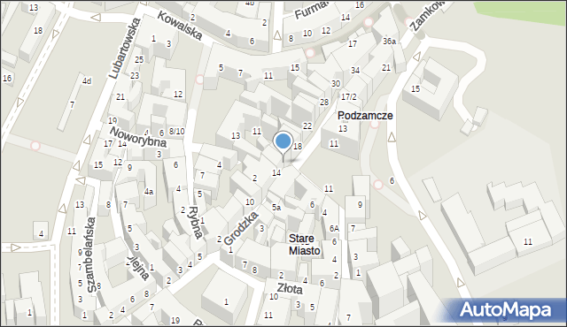 Lublin, Grodzka, 16, mapa Lublina