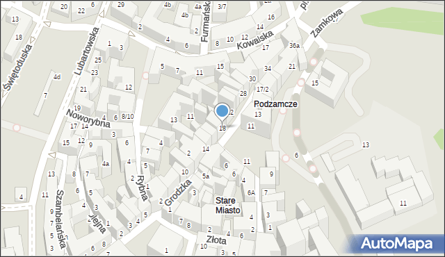 Lublin, Grodzka, 18, mapa Lublina