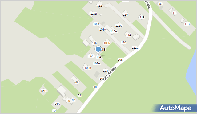 Lublin, Grzybowa, 104, mapa Lublina