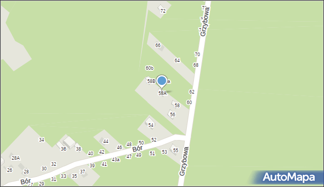 Lublin, Grzybowa, 58A, mapa Lublina