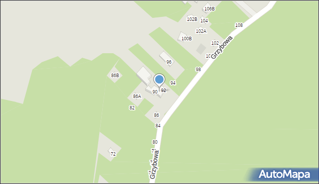 Lublin, Grzybowa, 92A, mapa Lublina