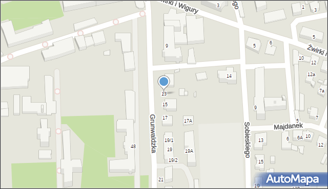 Lubliniec, Grunwaldzka, 13, mapa Lubliniec