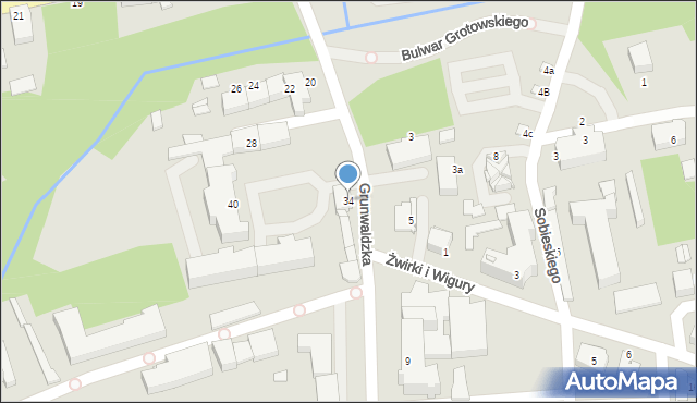 Lubliniec, Grunwaldzka, 34, mapa Lubliniec