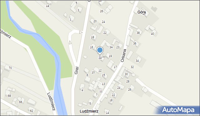 Ludźmierz, Grel, 14, mapa Ludźmierz