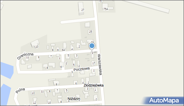 Mała Wieś, Graniczna, 1, mapa Mała Wieś