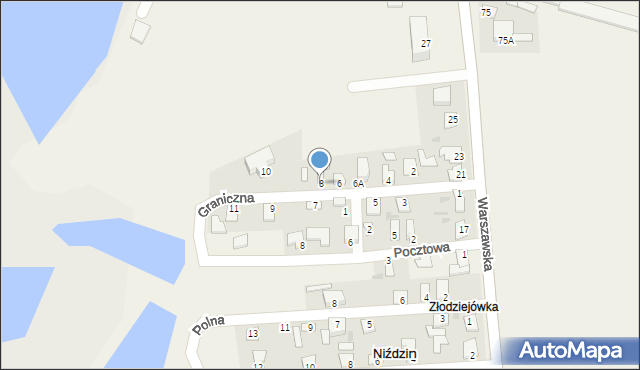 Mała Wieś, Graniczna, 8, mapa Mała Wieś