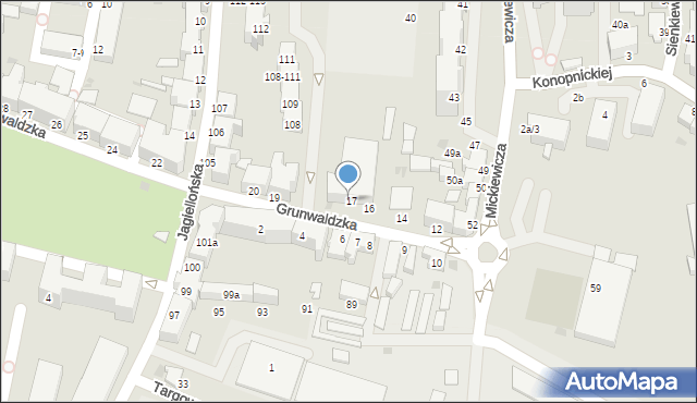 Malbork, Grunwaldzka, 16-18, mapa Malborka