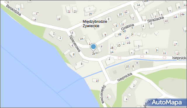 Międzybrodzie Żywieckie, Grabina, 2a, mapa Międzybrodzie Żywieckie