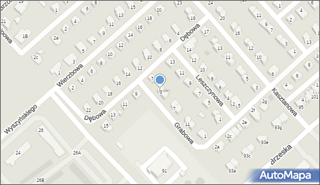 Międzyrzec Podlaski, Grabowa, 3, mapa Międzyrzec Podlaski