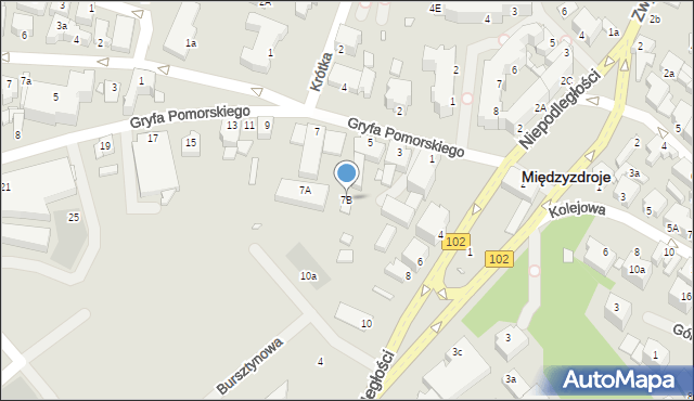 Międzyzdroje, Gryfa Pomorskiego, 7B, mapa Międzyzdroje