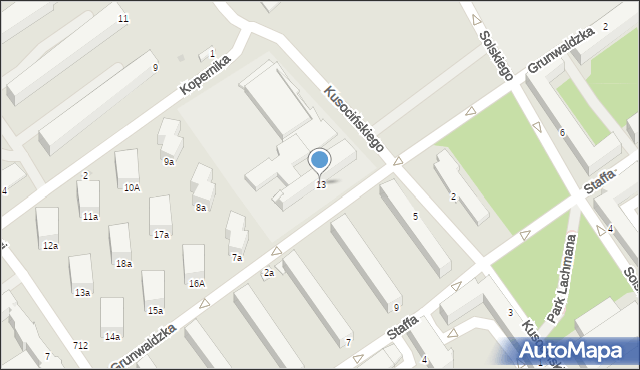 Mielec, Grunwaldzka, 13, mapa Mielca