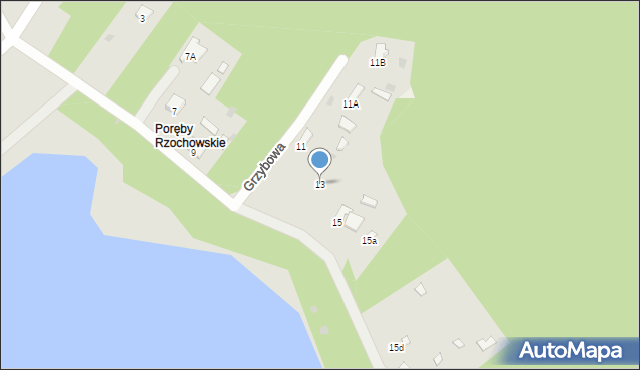 Mielec, Grzybowa, 13, mapa Mielca