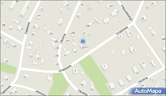 Milanówek, Grabowa, 8, mapa Milanówek
