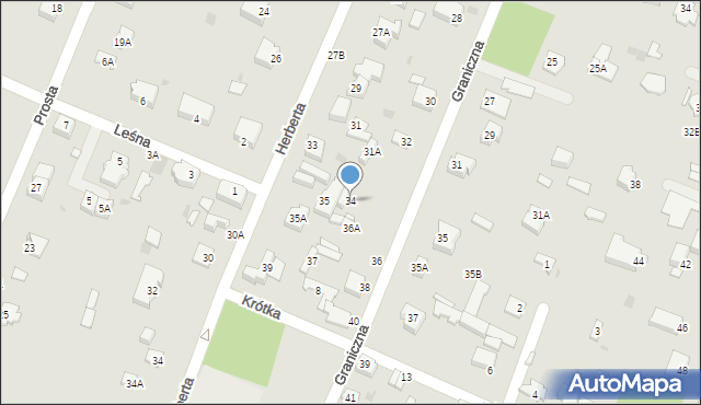 Milanówek, Graniczna, 34, mapa Milanówek