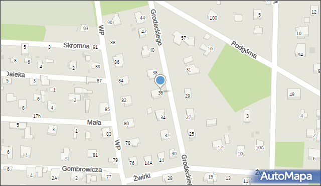 Milanówek, Grodeckiego, 36, mapa Milanówek