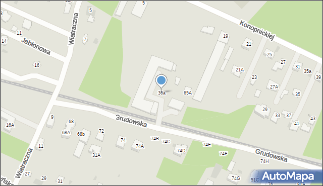 Milanówek, Grudowska, 36a, mapa Milanówek