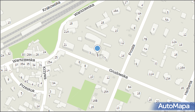 Milanówek, Grudowska, 5, mapa Milanówek