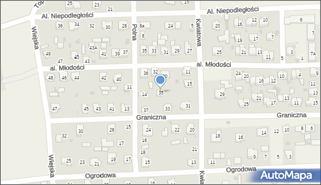 Milejów-Osada, Graniczna, 35, mapa Milejów-Osada