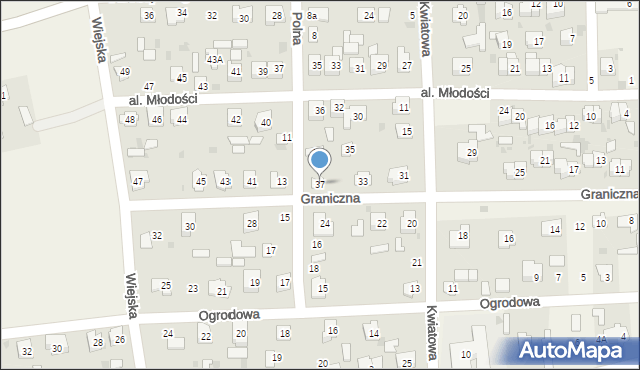 Milejów-Osada, Graniczna, 37, mapa Milejów-Osada
