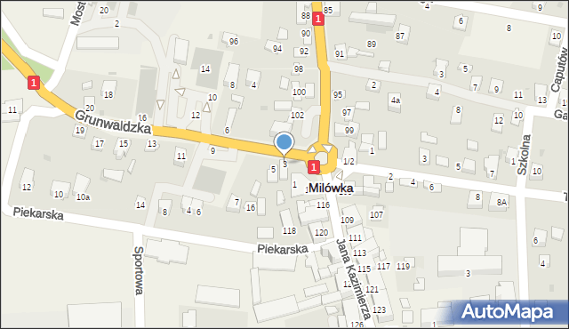 Milówka, Grunwaldzka, 3, mapa Milówka