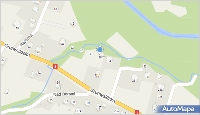 Milówka, Grunwaldzka, 36, mapa Milówka