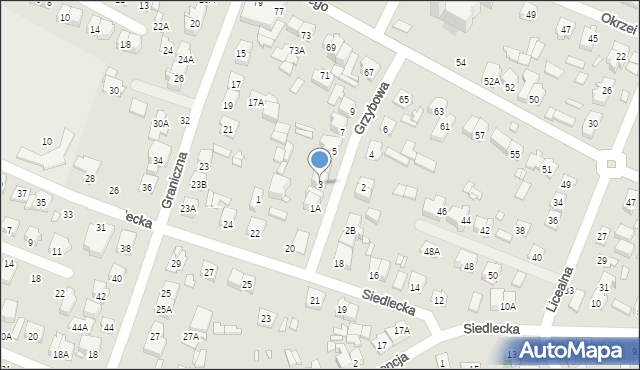 Mińsk Mazowiecki, Grzybowa, 3, mapa Mińsk Mazowiecki