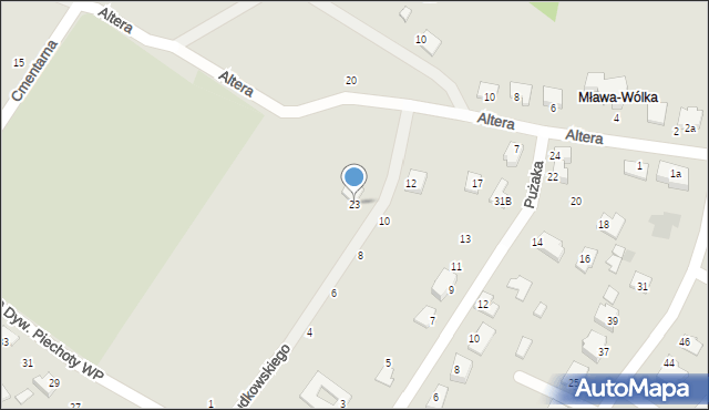 Mława, Grudkowskiego Sergiusza, mjr., 23, mapa Mława