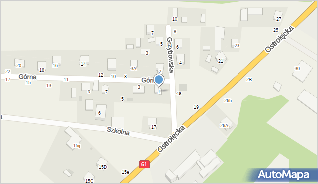 Młynarze, Grzybowska, 1, mapa Młynarze