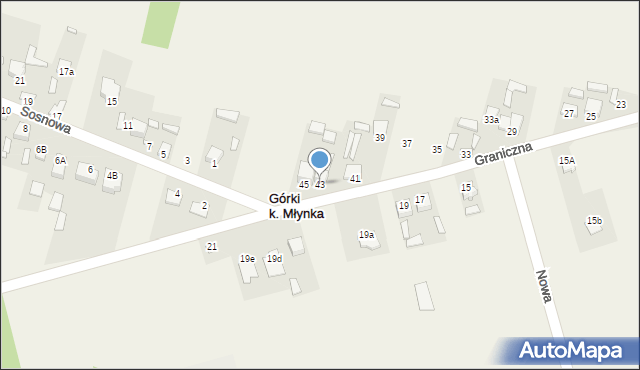 Młynek, Graniczna, 43, mapa Młynek