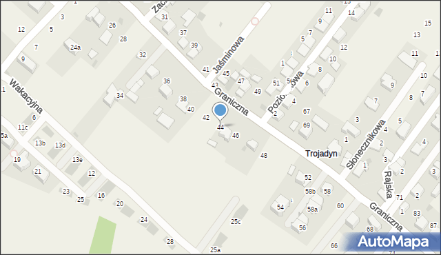 Modlnica, Graniczna, 44, mapa Modlnica