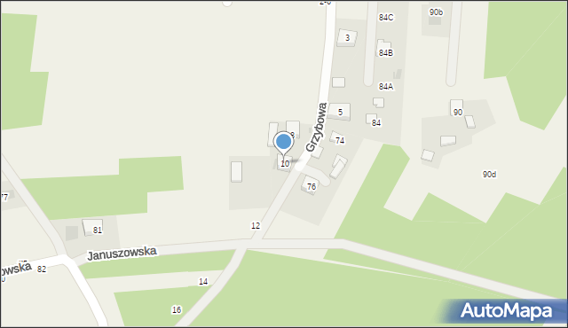 Mokrzyska, Grzybowa, 10, mapa Mokrzyska