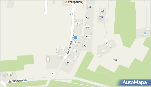 Mokrzyska, Grzybowa, 5, mapa Mokrzyska