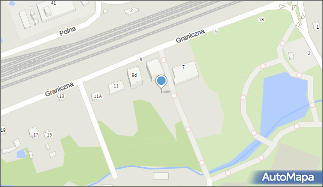 Mrozy, Graniczna, 9b, mapa Mrozy