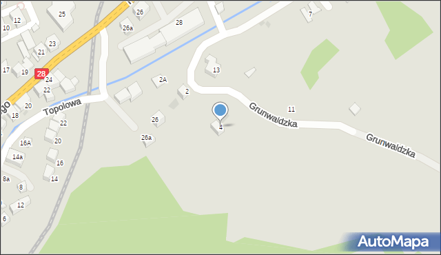 Mszana Dolna, Grunwaldzka, 4, mapa Mszana Dolna