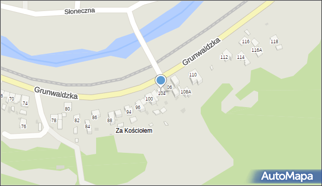 Muszyna, Grunwaldzka, 104, mapa Muszyna