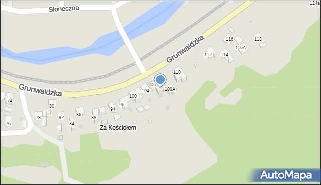 Muszyna, Grunwaldzka, 106a, mapa Muszyna