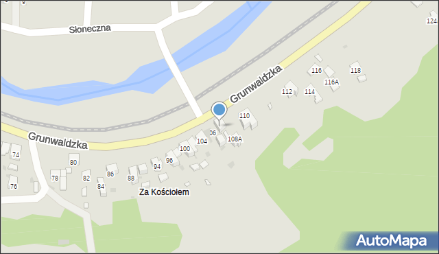 Muszyna, Grunwaldzka, 108, mapa Muszyna