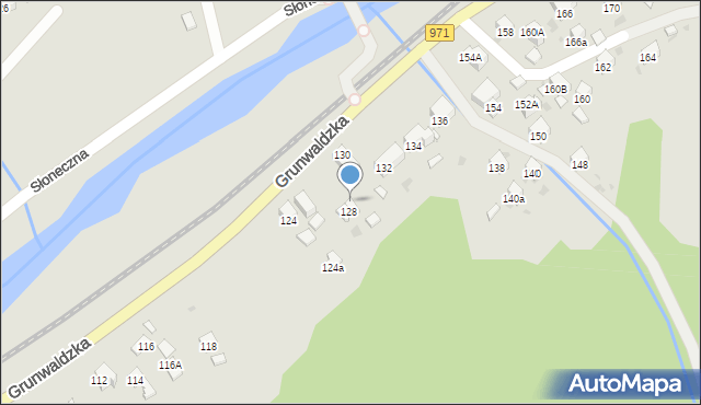 Muszyna, Grunwaldzka, 128A, mapa Muszyna