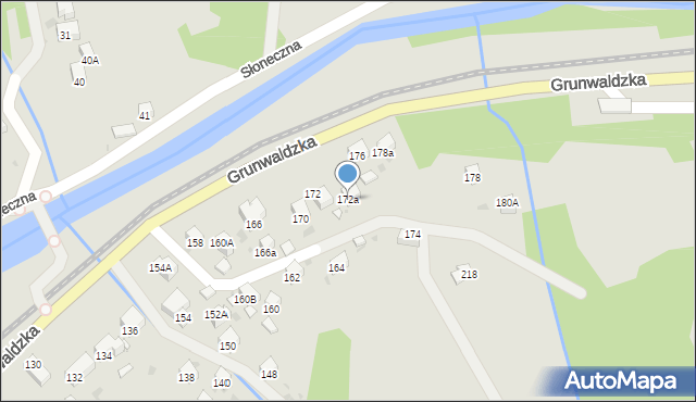 Muszyna, Grunwaldzka, 172a, mapa Muszyna