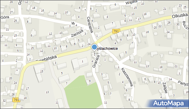 Myślachowice, Granice, 2, mapa Myślachowice