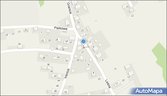 Myślachowice, Granice, 25, mapa Myślachowice