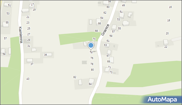 Myślachowice, Granice, 74, mapa Myślachowice