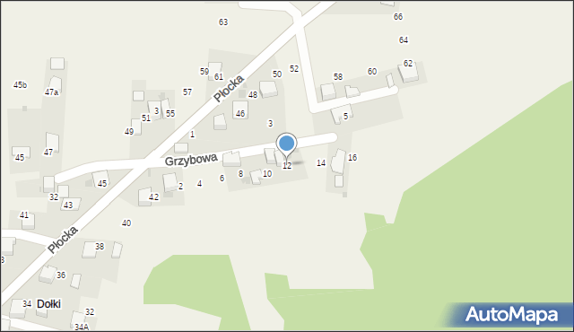 Myślachowice, Grzybowa, 12, mapa Myślachowice