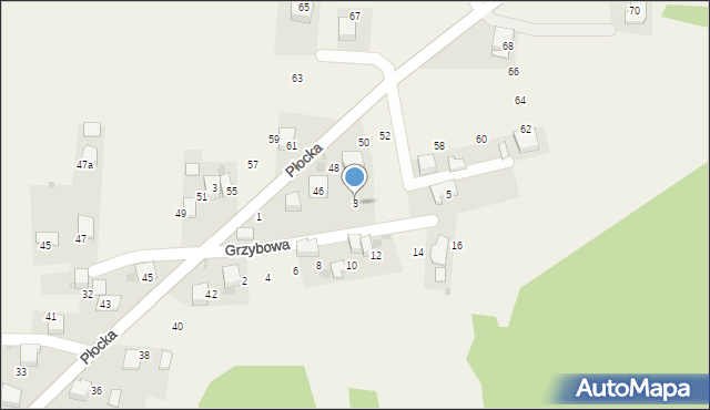 Myślachowice, Grzybowa, 3, mapa Myślachowice