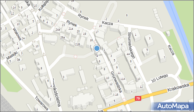 Mysłowice, Grunwaldzka, 4, mapa Mysłowice