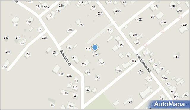 Mysłowice, Graniczna, 22b, mapa Mysłowice